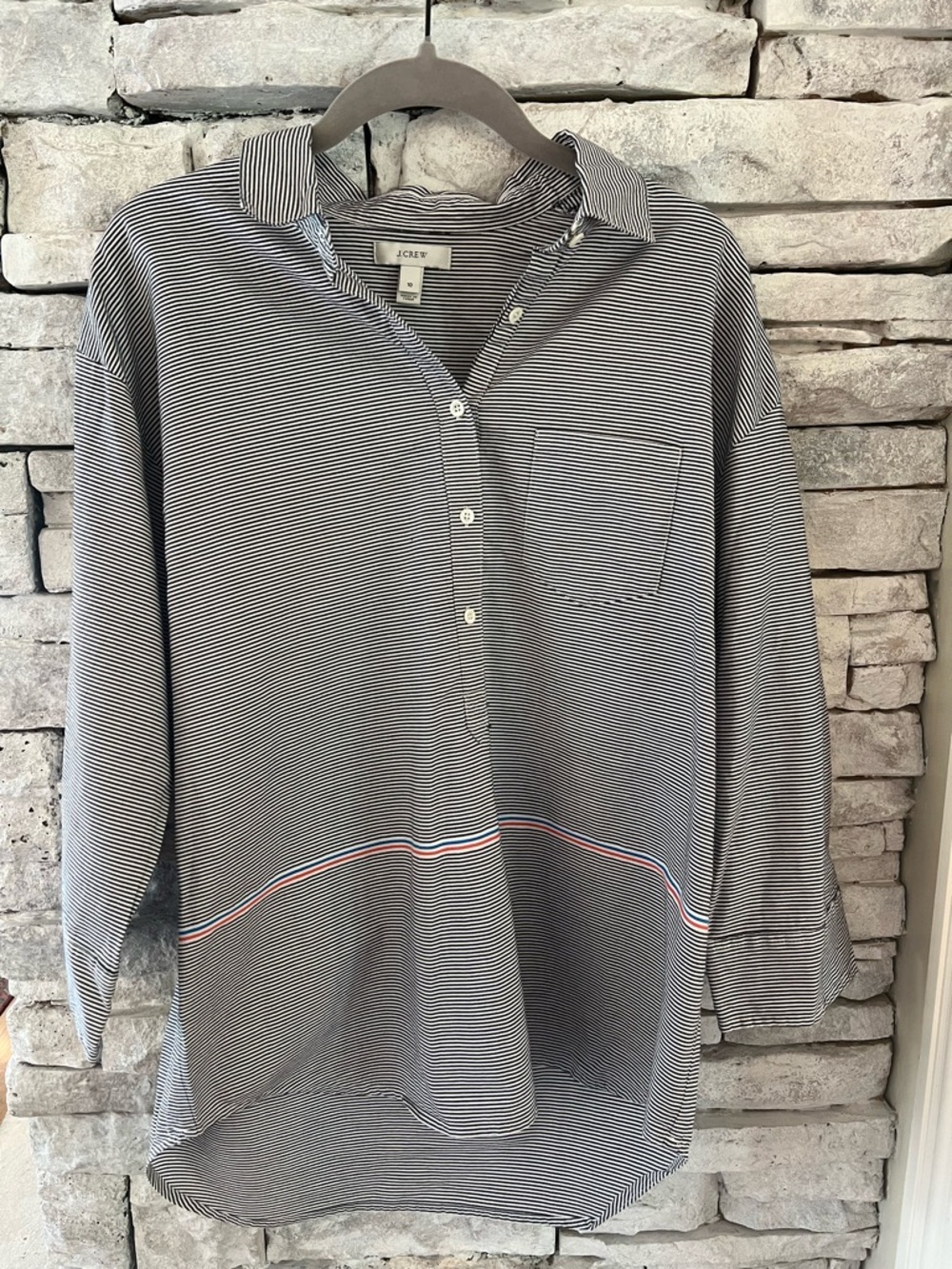 J. Crew Womens Striped Popover Blouse Size 10